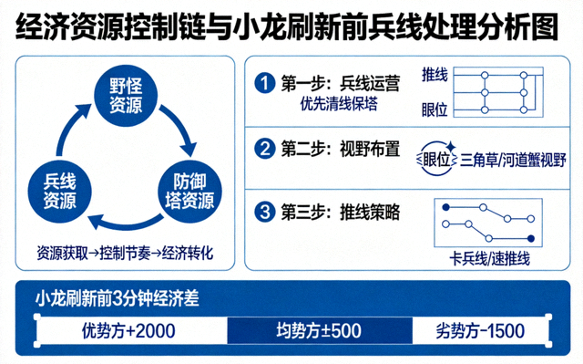 经济资源控制链与小龙刷新前兵线处理分析图